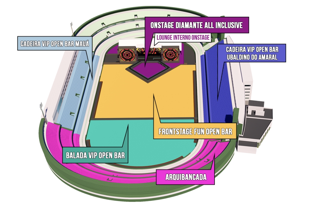 Mapa dos setores do Estádio Couto Pereira no Universo Alegria 2024